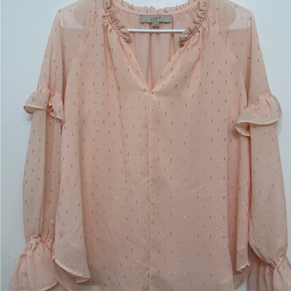 LOFT Tops - LOFT Blush Ruffle Sleeve Blouse Size S,